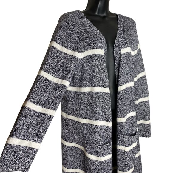 Talbots Cardigan Sweater Womens X Striped Long Open Front Pockets Capsule Plus - Picture 7 of 10